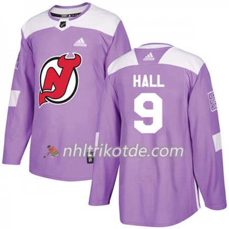 New Jersey Devils Trikot Taylor Hall 9 Adidas 2017-2018 Lila Fights Cancer Practice Authentic - Herren